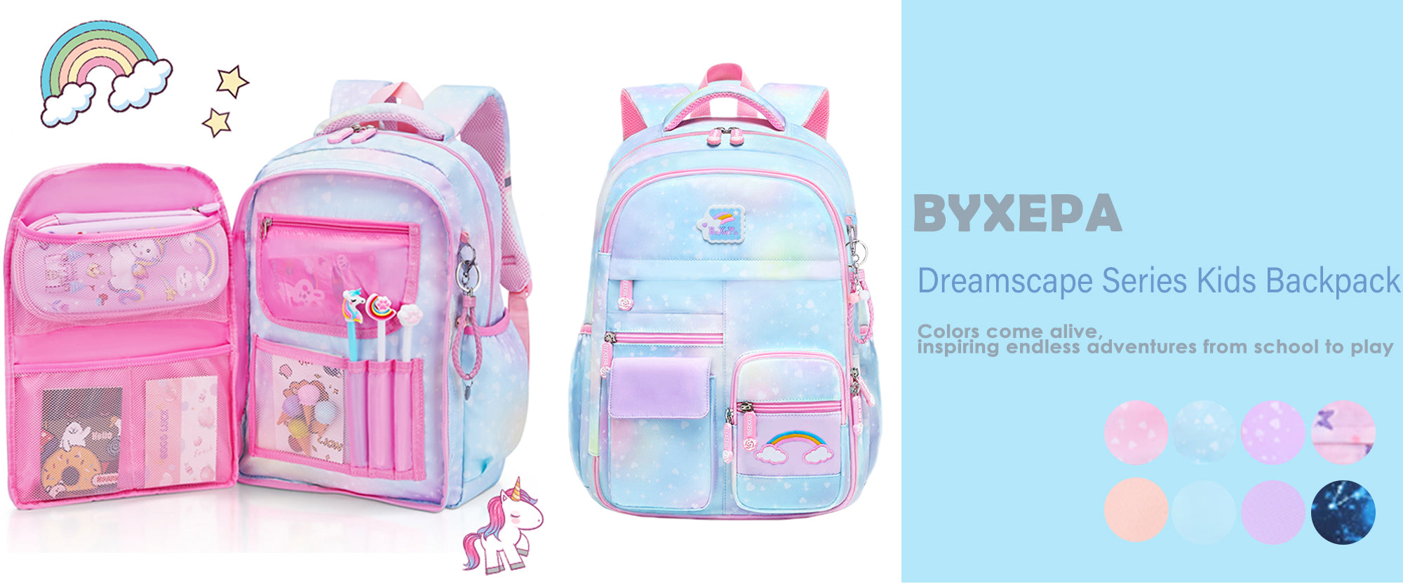 BYXEPA Backpacks for Girls School Cute Kids Backpack Bookbags with Ins