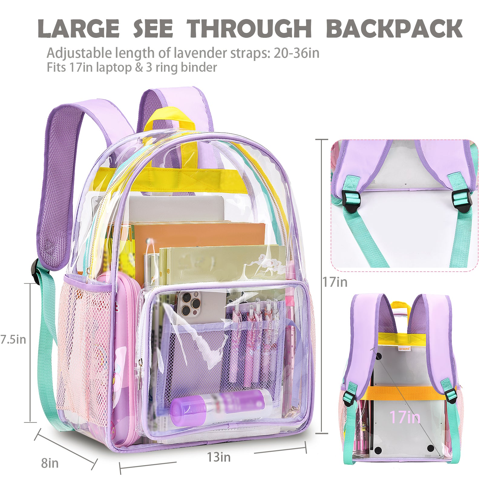 Clear top backpack large