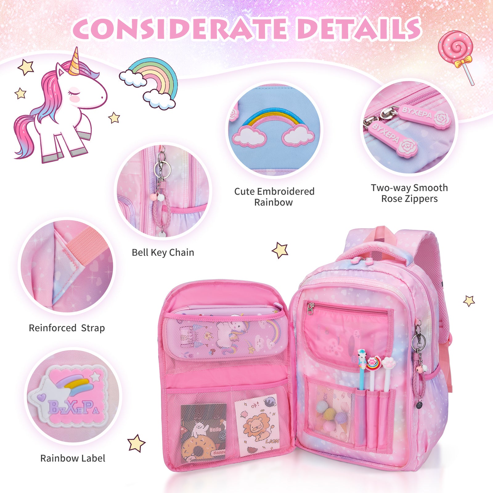 Cute pink cheap backpacks for school